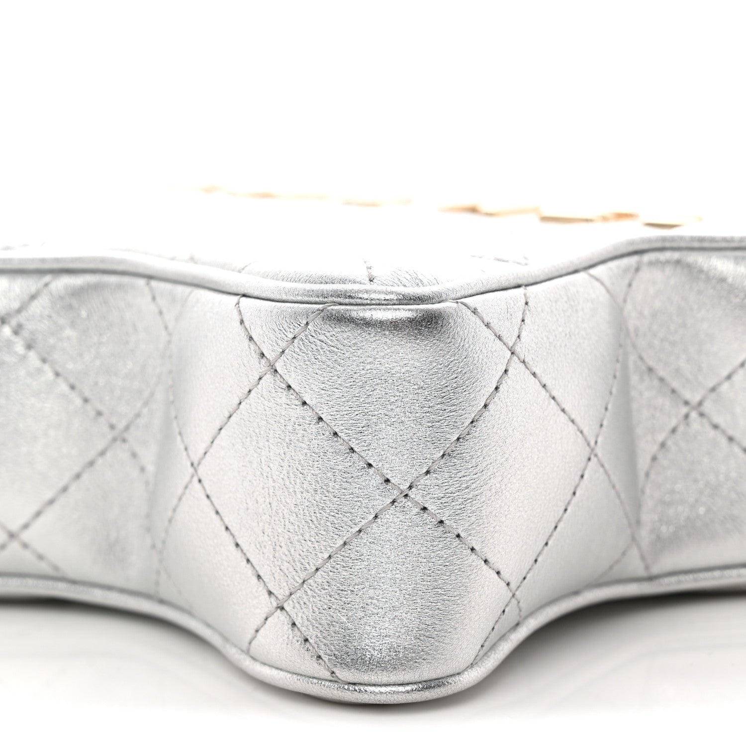 Metallic Lambskin Quilted Walk Of Fame Star Bag Silver