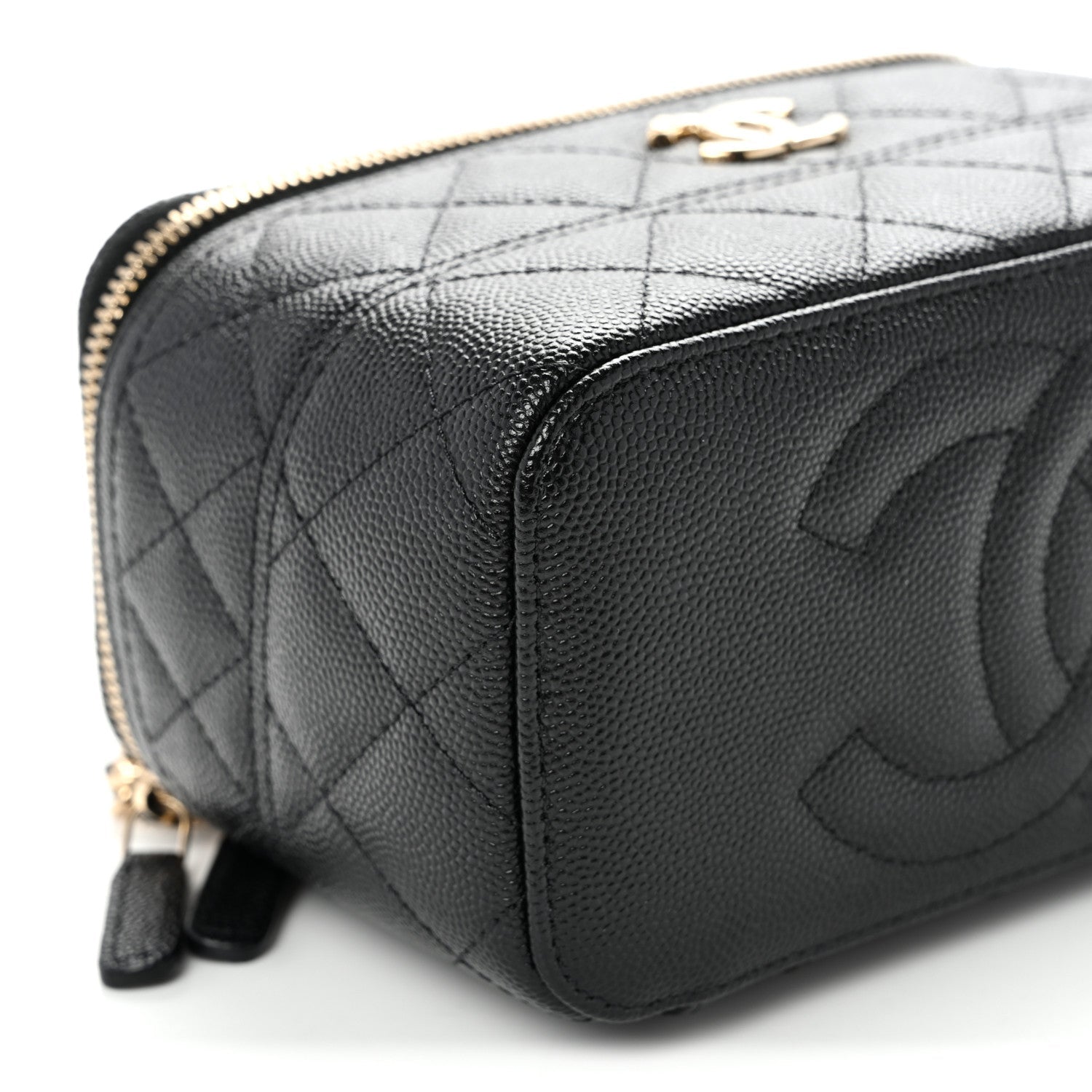 Caviar Quilted Trendy Handle Mini Vanity Black