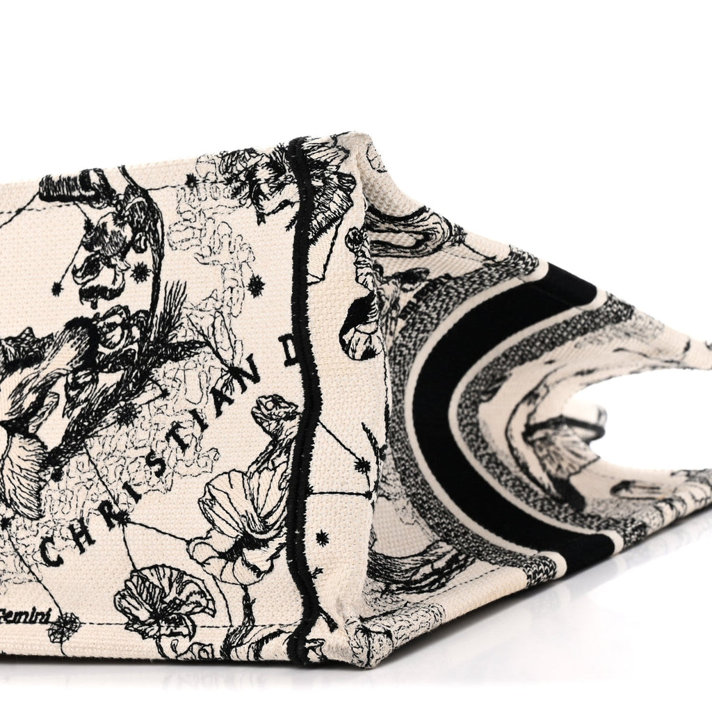 Canvas Zodiac Toile De Jouy Embroidered Medium Book Tote Latte