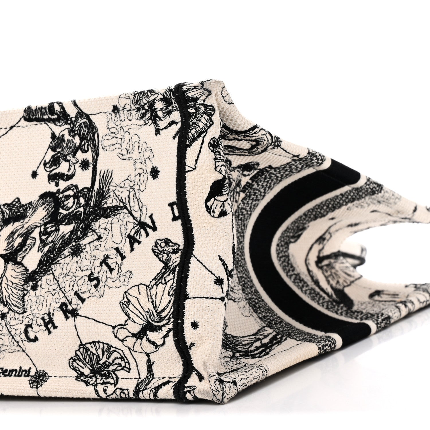 Canvas Zodiac Toile De Jouy Embroidered Medium Book Tote Latte