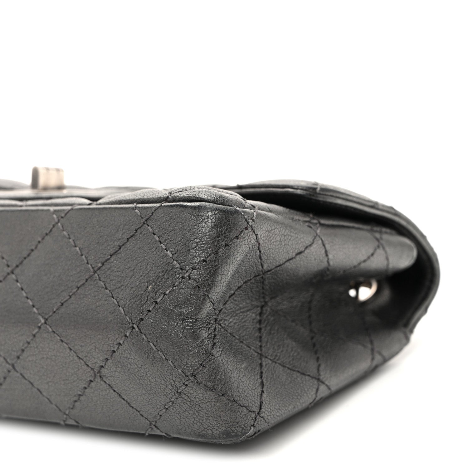Goatskin Quilted 2.55 Reissue Mini Flap  Dark Silver