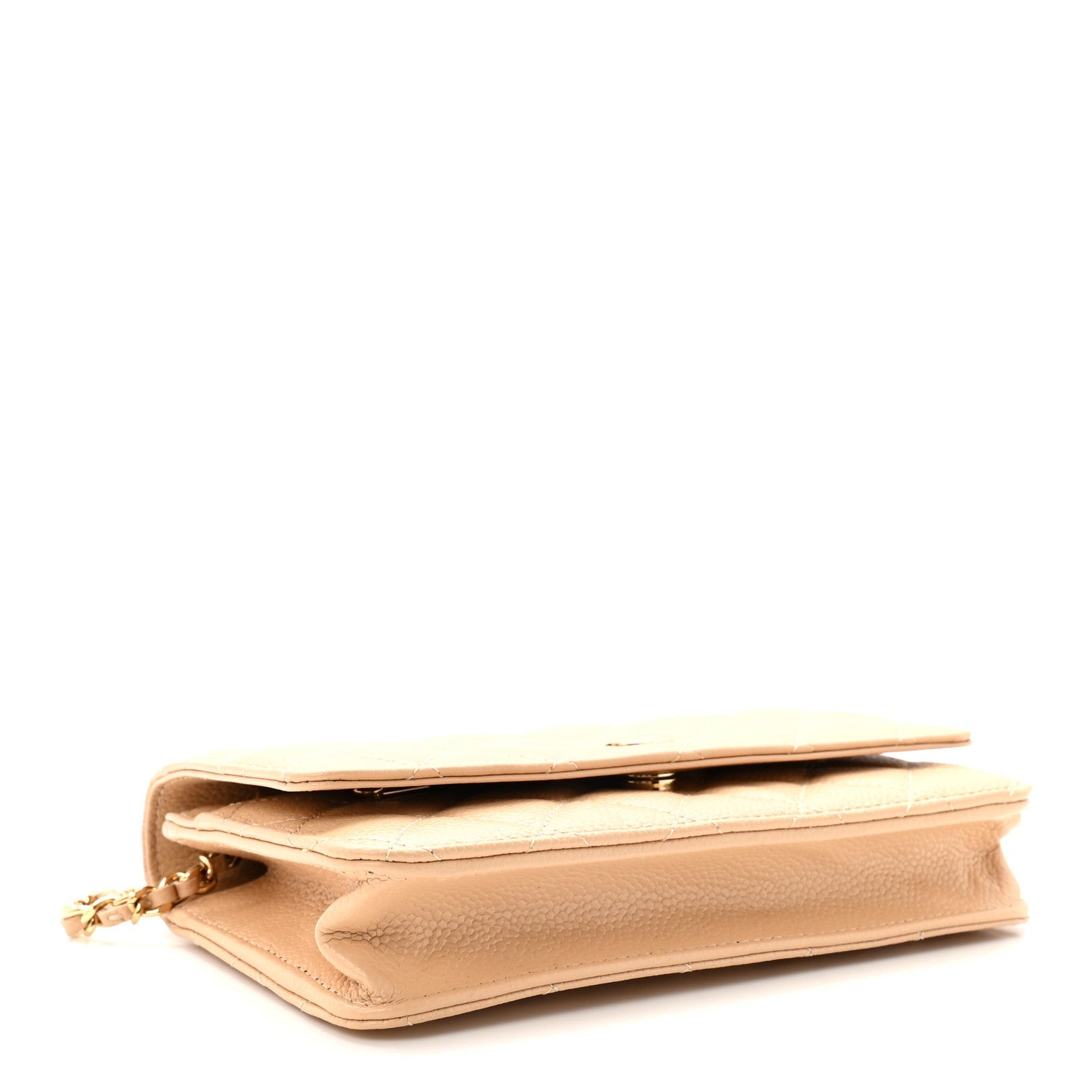 Caviar Quilted Wallet on Chain WOC Beige
