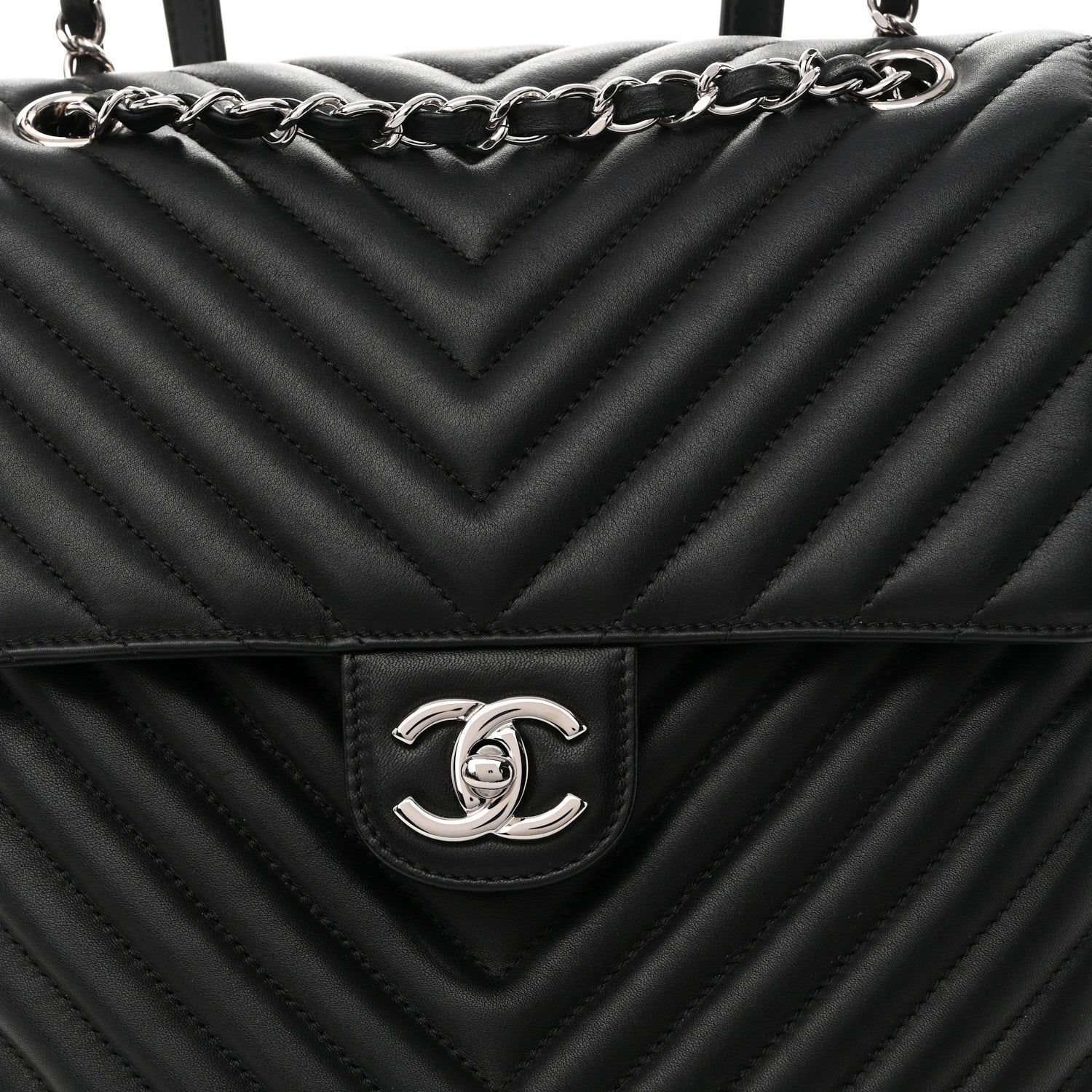 Calfskin Chevron Quilted Large Urban Spirit Backpack Black