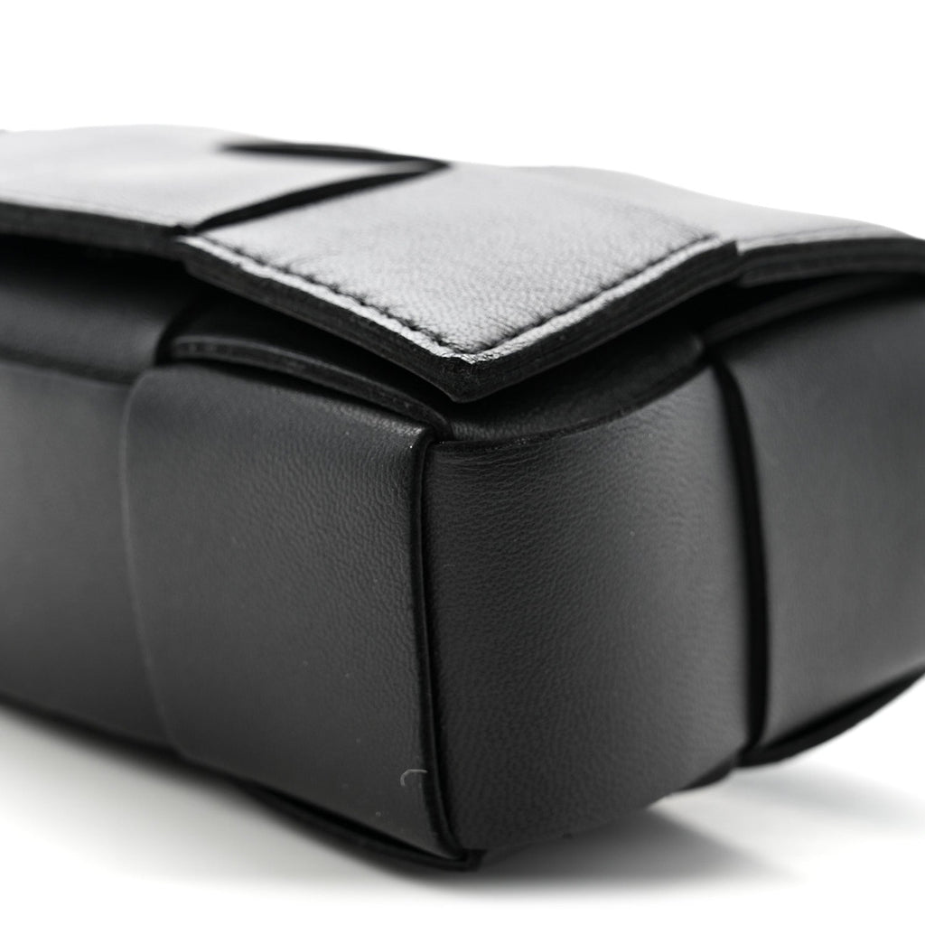 Lambskin Maxi Intrecciato Extra Mini Cassette Crossbody Bag Black