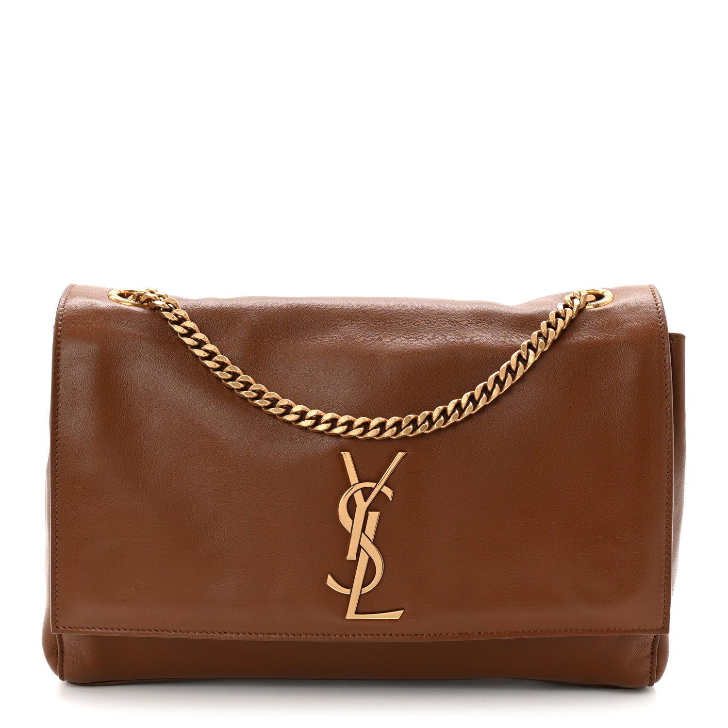 Suede Braided Monogram Large Kate Satchel Brown