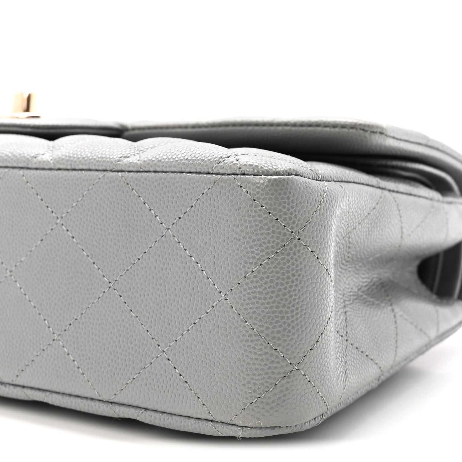 Caviar Quilted Medium Double Flap Grey
