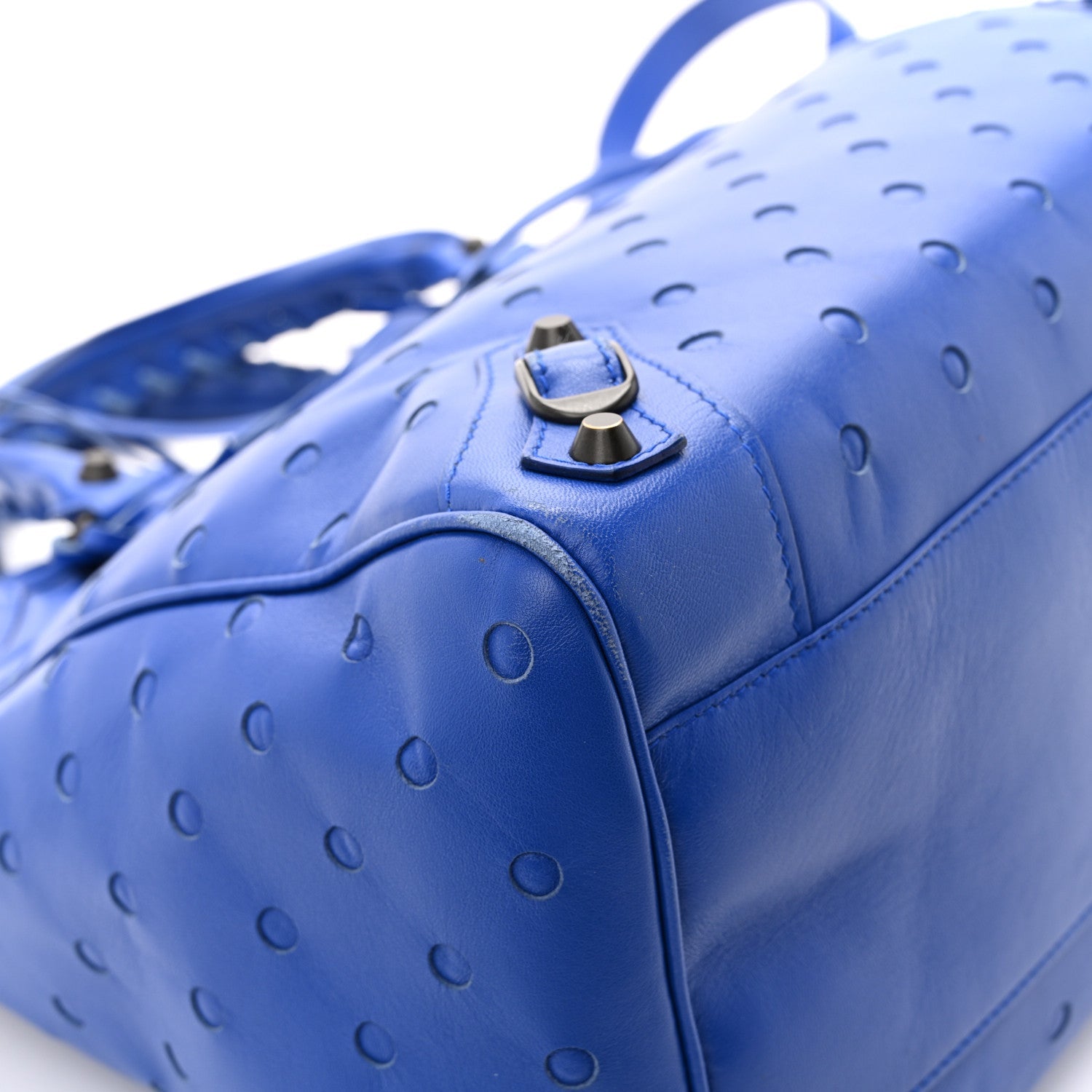Perforated Lambskin Polka Dots Classic Hardware Velo Blue
