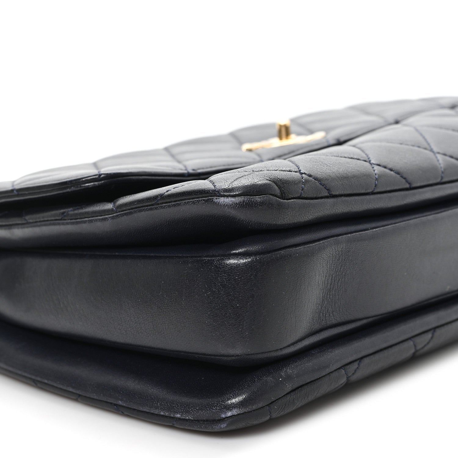 Lambskin Quilted Medium Trendy CC Flap Dual Handle Bag Black