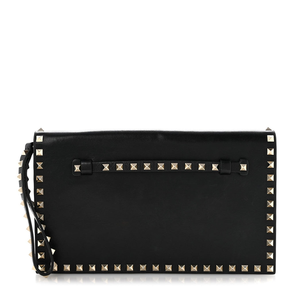 Nappa Rockstud Wristlet Clutch Black