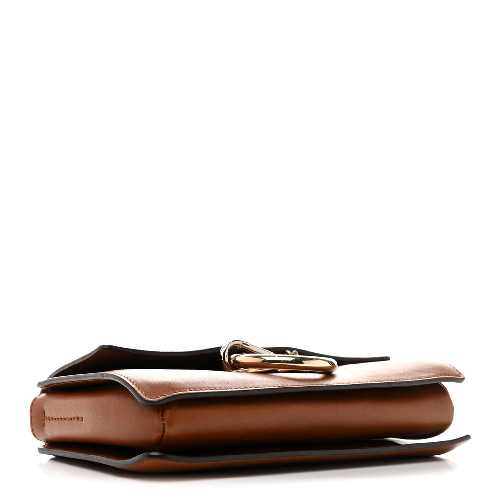 Suede Calfskin Small Faye Shoulder Bag Tobacco