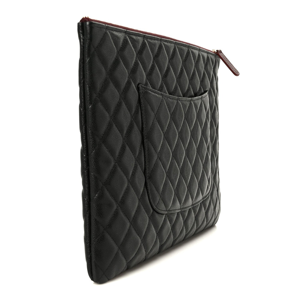 Caviar Quilted Large Cosmetic Case Black