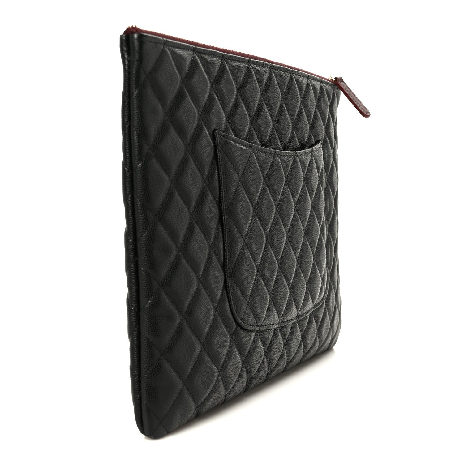 Caviar Quilted Large Cosmetic Case Black