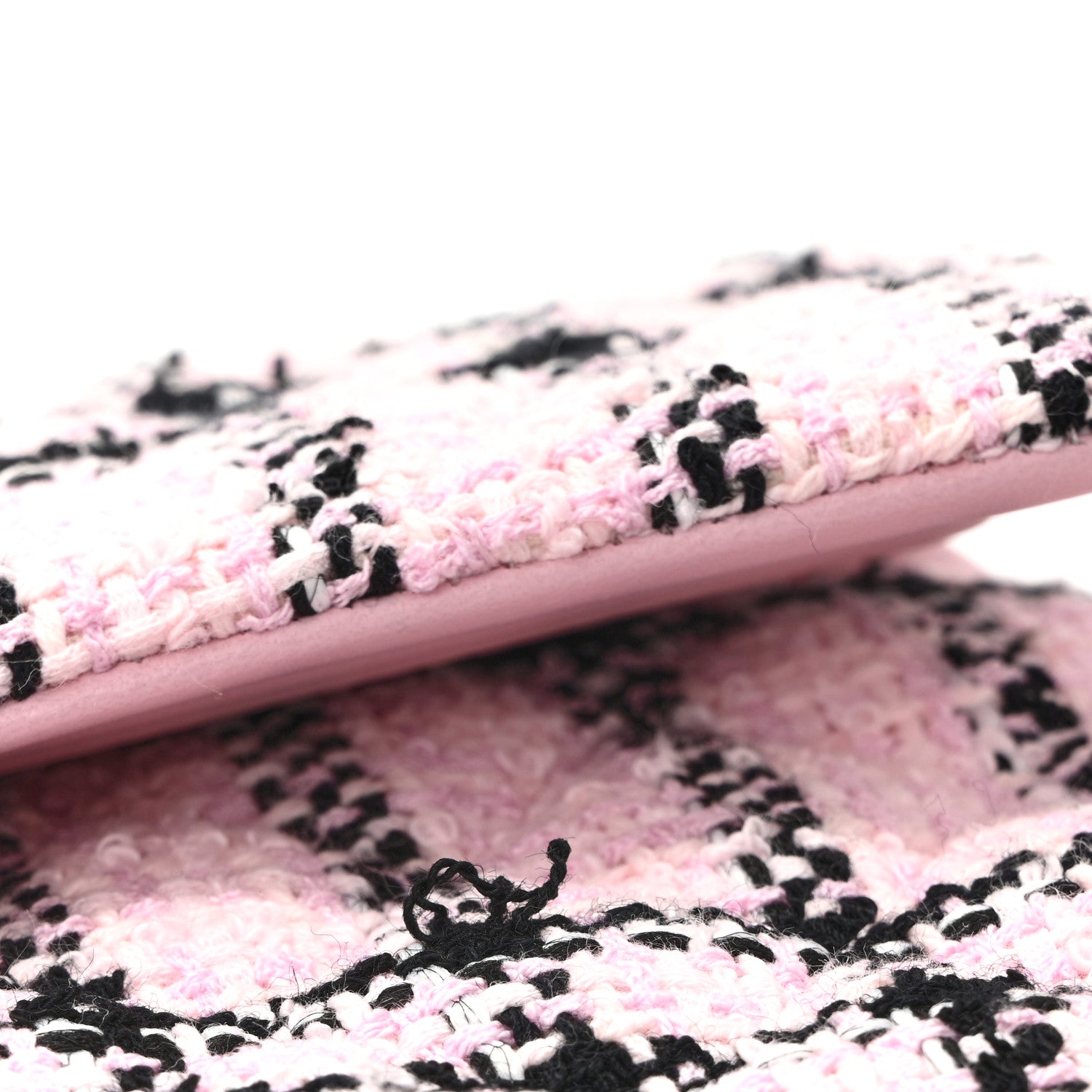 Tweed Quilted Small Double Flap Pink Black