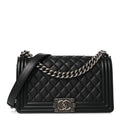 Calfskin Quilted Medium Boy Flap Black
