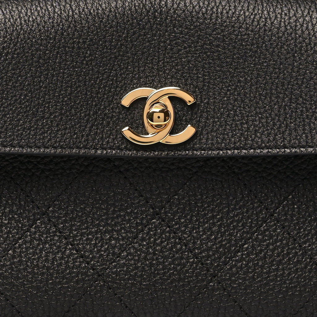 Grained Calfskin Stitched Urban Essentials Small Shopping Bag Black