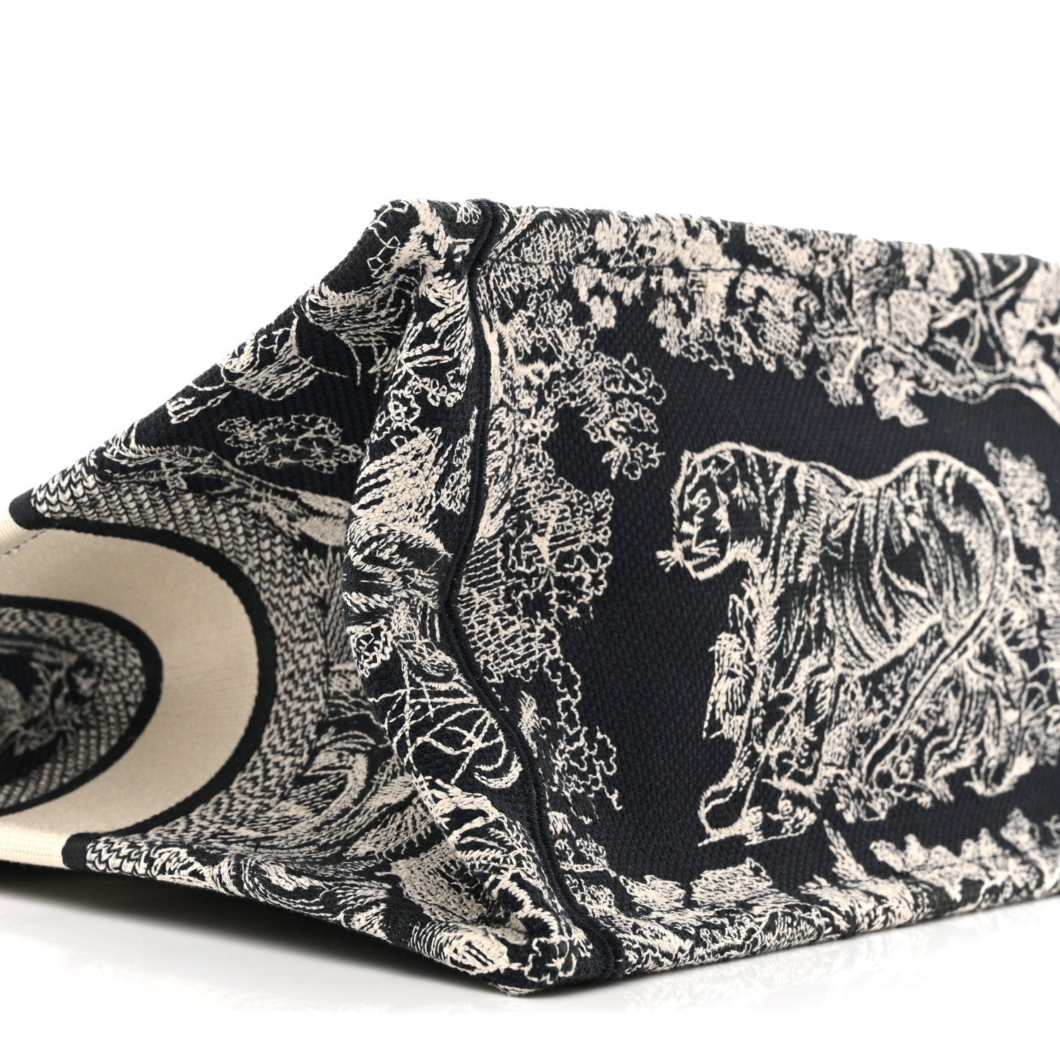 Canvas Embroidered Medium Toile De Jouy Reverse Book Tote Blue