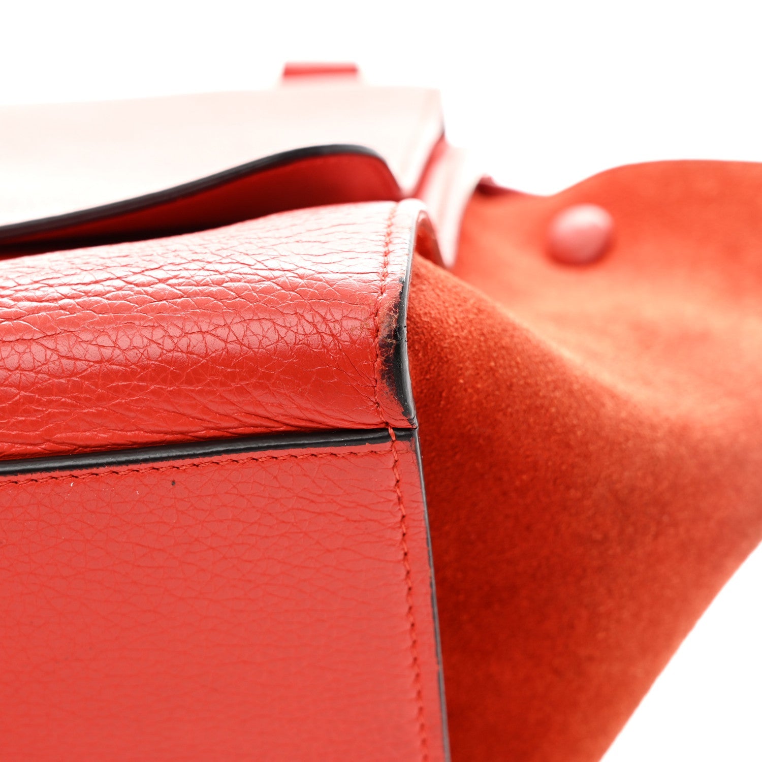 Drummed Calfskin Small Trapeze Vermillion