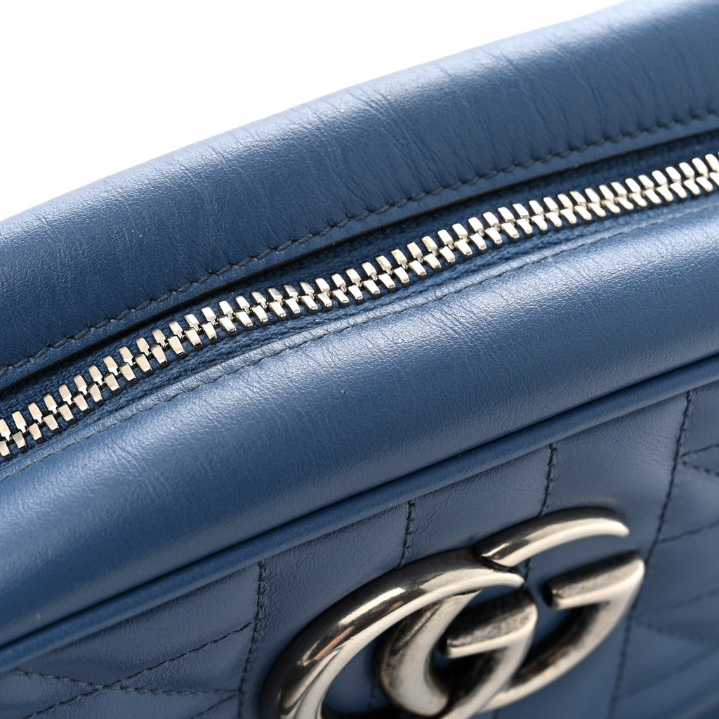 Calfskin Matelasse Aria Small GG Marmont Chain Shoulder Bag Clear Blue