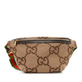 Monogram Jumbo GG Textured Dollar Calfskin Web Belt Bag Camel Ebony New Acero