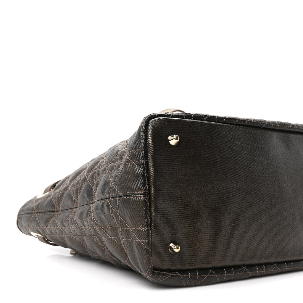 Coated Canvas Cannage Small Panarea Tote Bronze