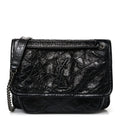 Crinkled Calfskin Matelasse Monogram Baby Niki Chain Satchel Black