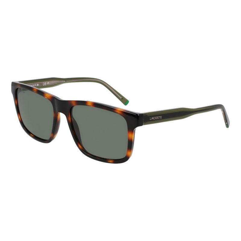 Lacoste Sunglasses Square Full Rim, Havana Frame and Solid Brown Lens L6025S214