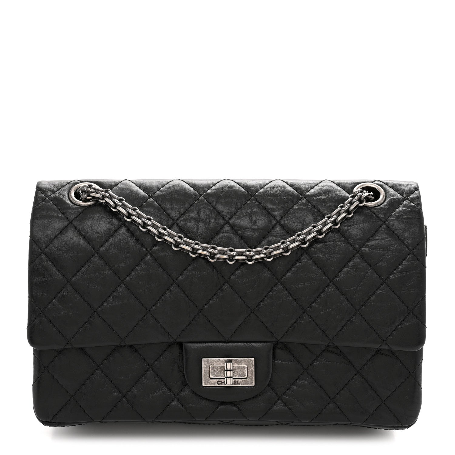 Aged Calfskin Quilted 2.55 Reissue 225 Flap Black