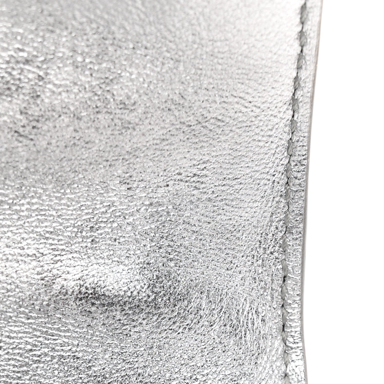 Metallic Lambskin Intrecciato Long Andiamo Top Handle Clutch Silver