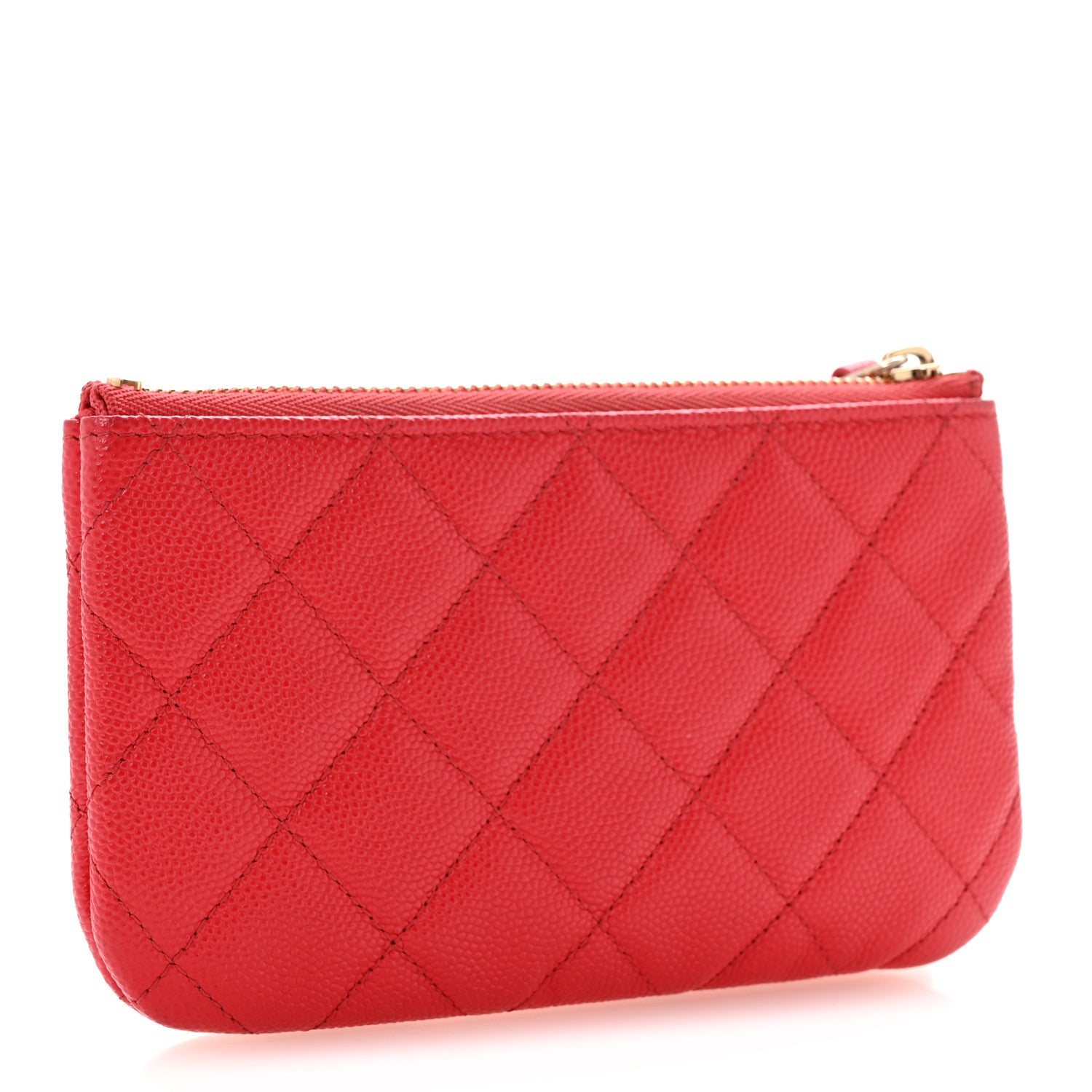 Caviar Quilted Small Cosmetic Case Red