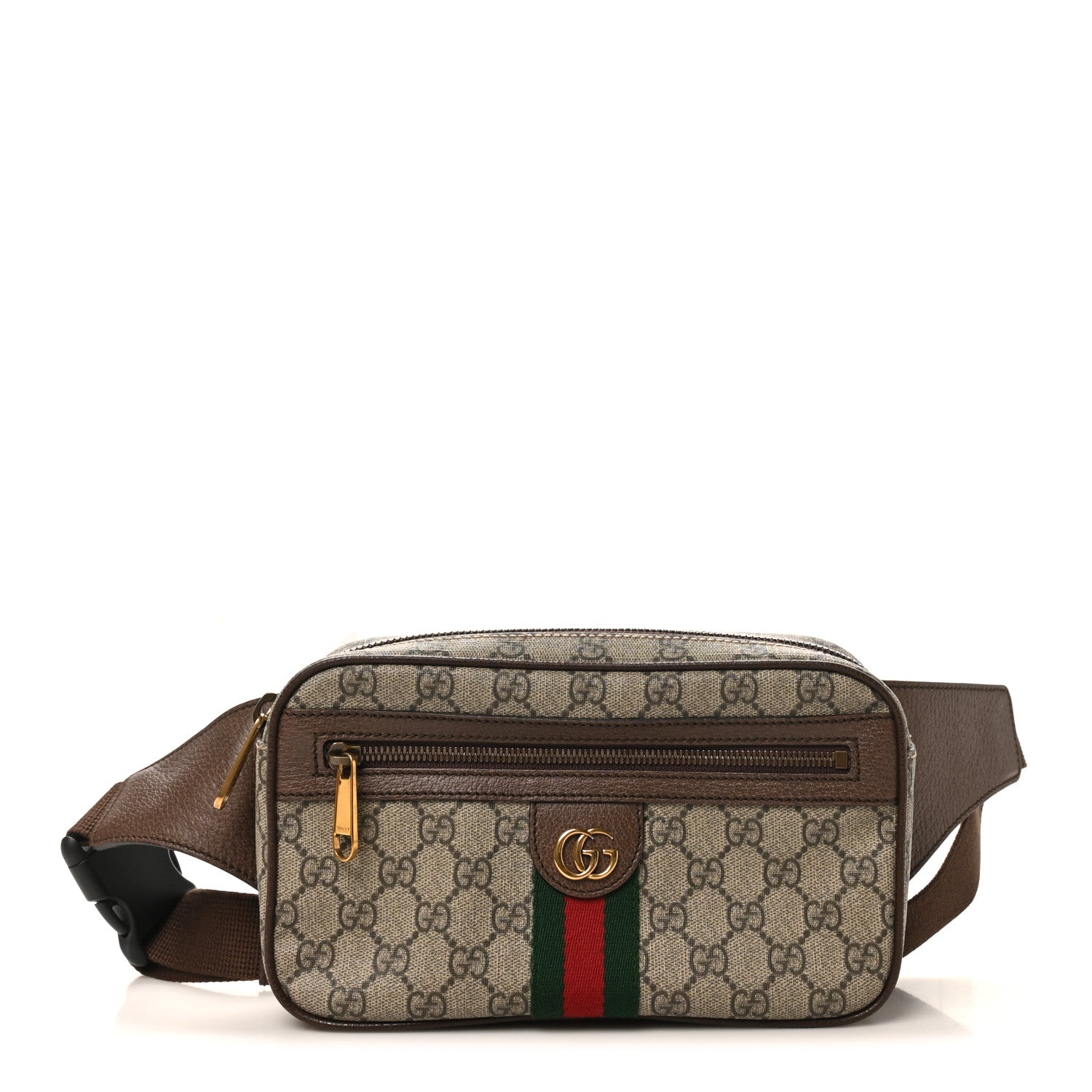 Soft GG Supreme Monogram Medium Ophidia Belt Bag Dark Brown
