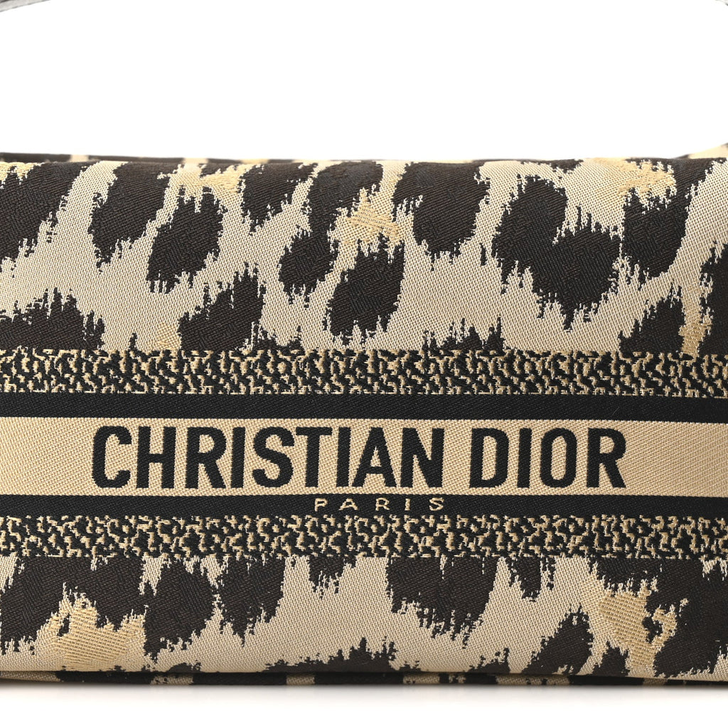 Canvas Mizza Embroidered Leopard DiorTravel Nomad Pouch Beige