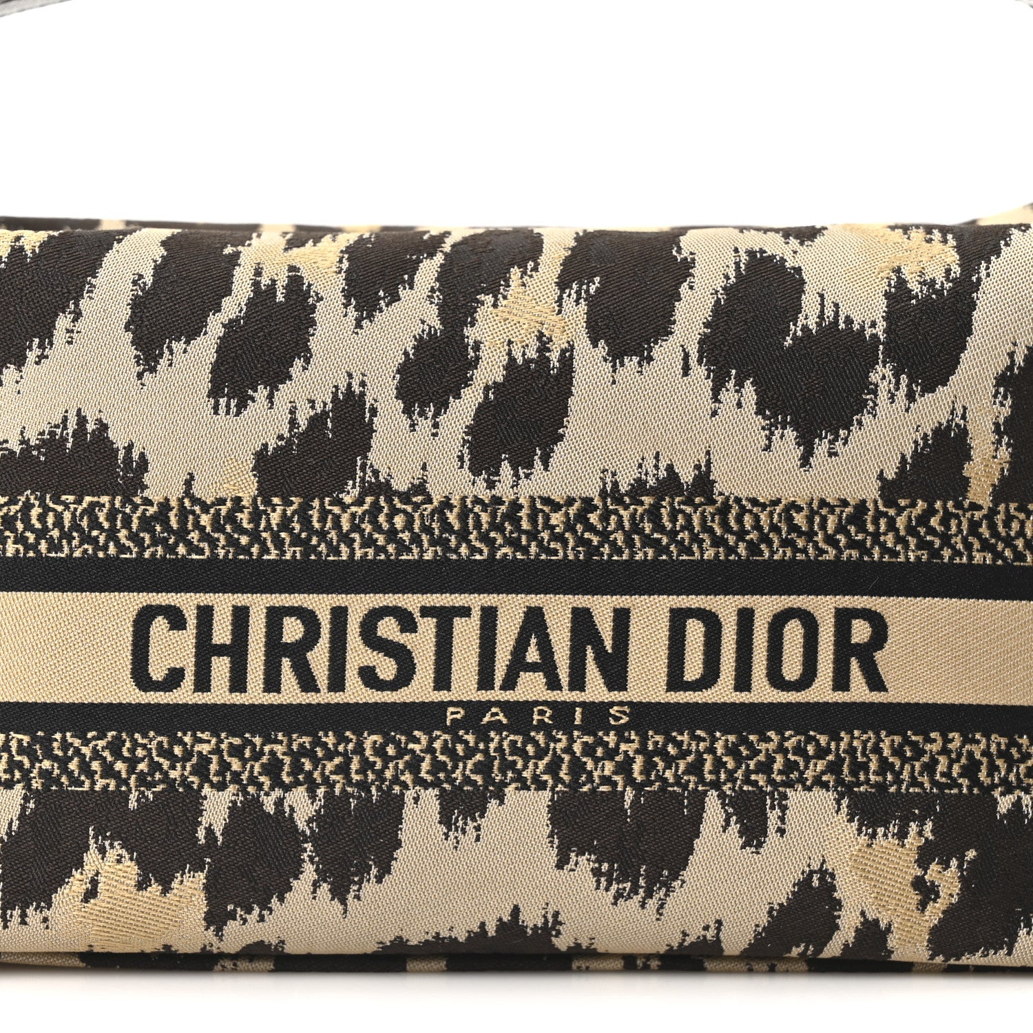 Canvas Mizza Embroidered Leopard DiorTravel Nomad Pouch Beige