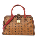 Visetos Calfskin Calf Hair Leopard Print Little Veronica Tote Cognac Multicolor