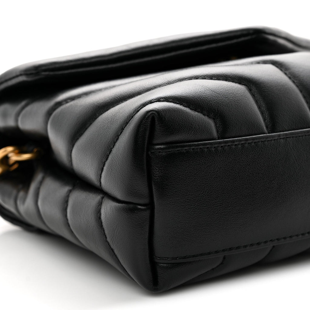 Calfskin Y Quilted Monogram Toy Loulou Crossbody Bag Black