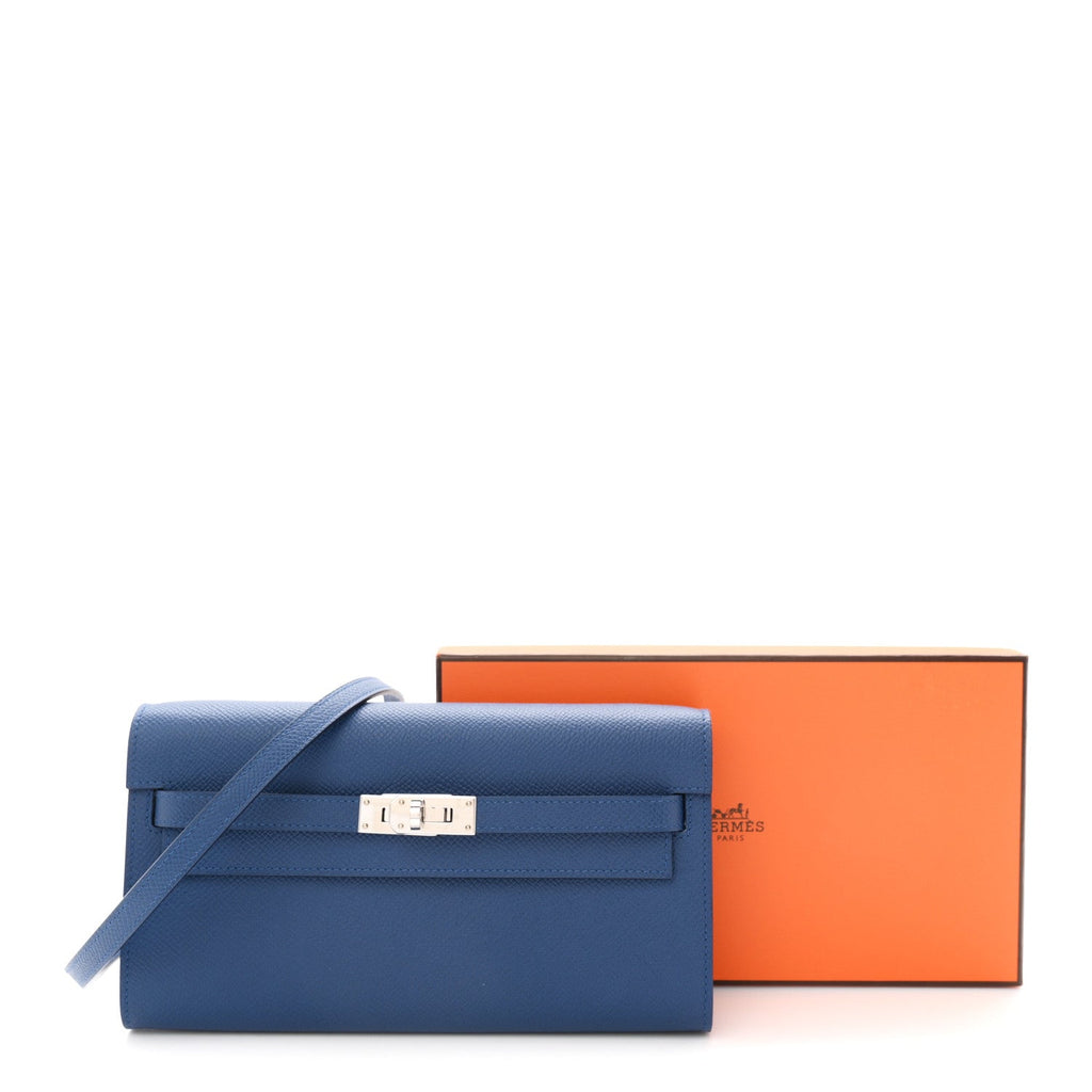 Epsom Kelly Wallet To Go Bleu Tie
