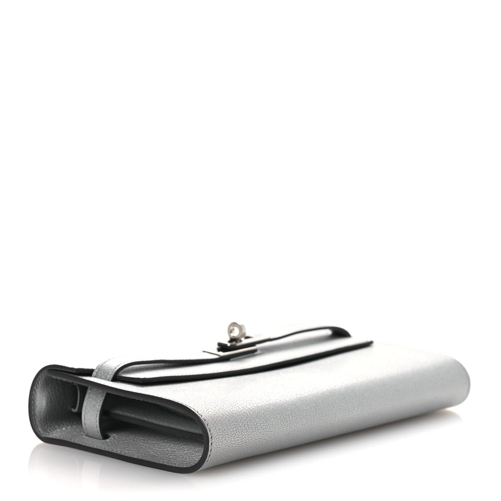 Metallic Chevre Chamkilight Kelly Wallet To Go Argent