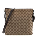 GG Supreme Monogram Medium Flat Messenger Bag Dark Brown