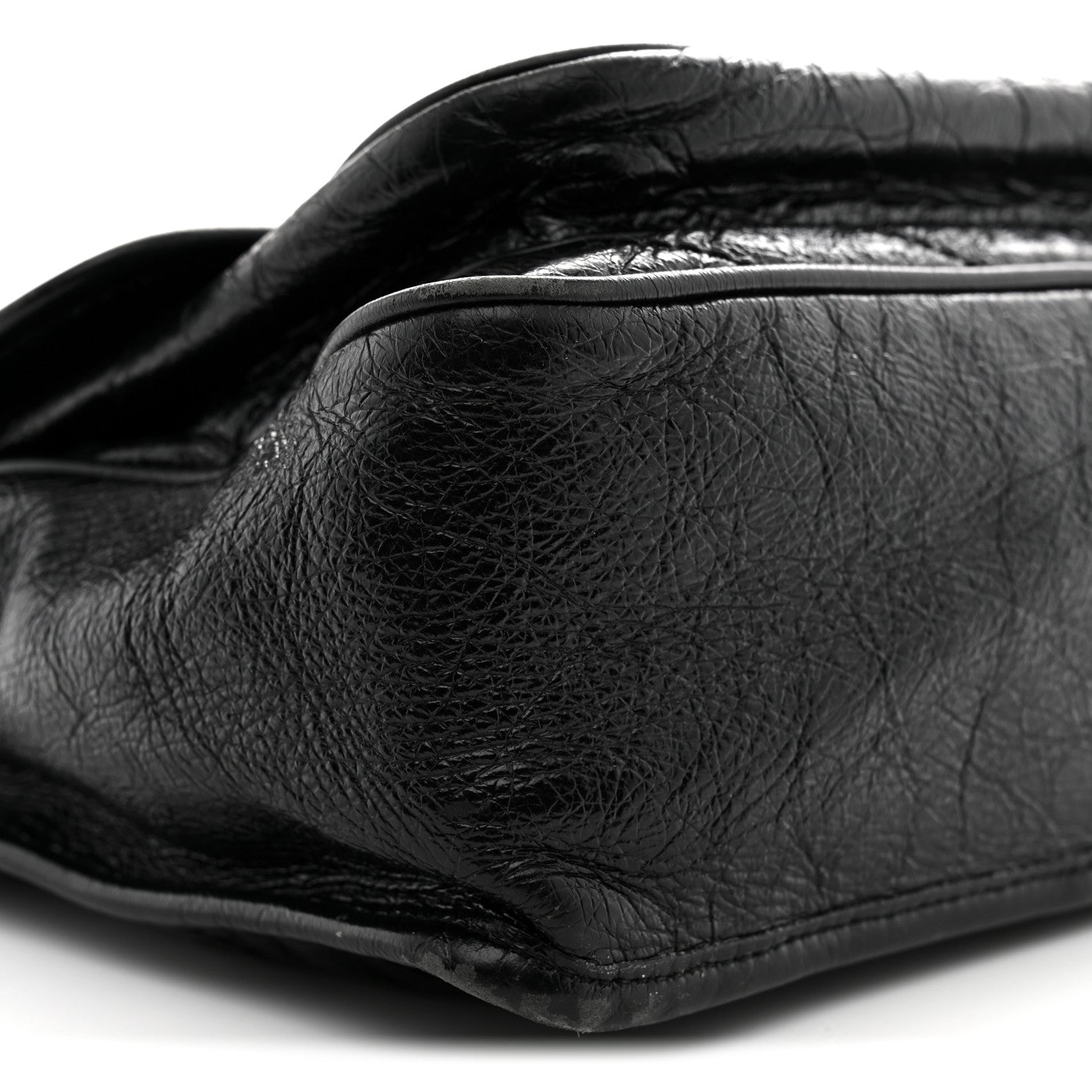 Crinkled Calfskin Matelasse Monogram Medium Niki Chain Satchel Black