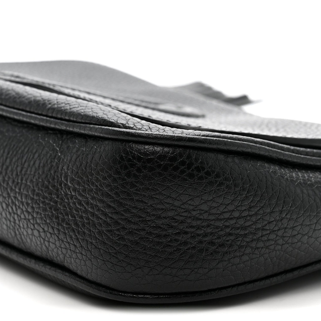 Pebbled Calfskin Medium Soho Flap Crossbody Black