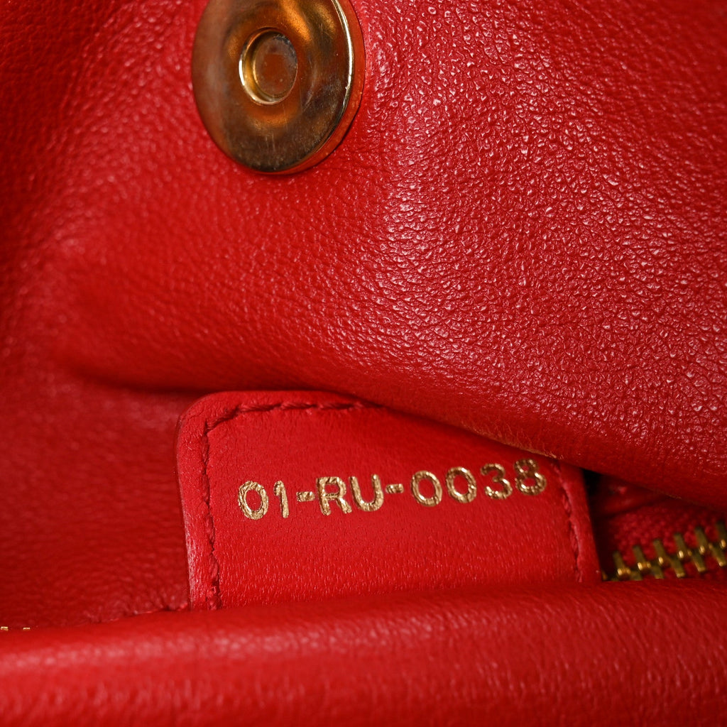 Lambskin Woven Large Dior Soft Tote Rouge Moyen
