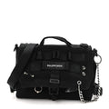 Canvas Pierced Army Messenger Bag Black