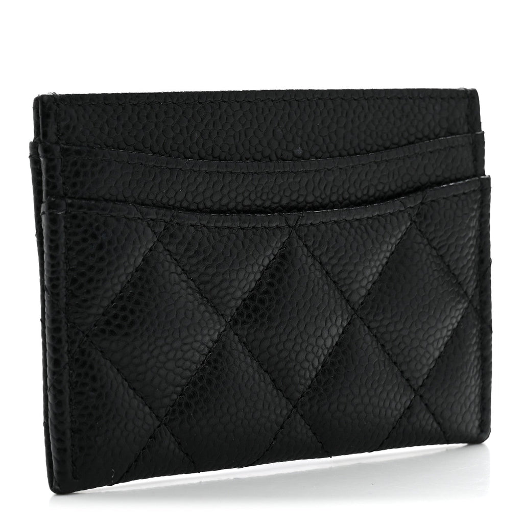 Caviar Quilted Card Holder Black