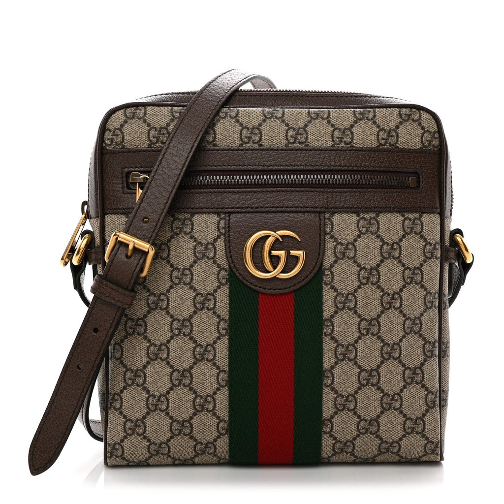 GG Supreme Monogram Web Small Ophidia Messenger Bag Brown