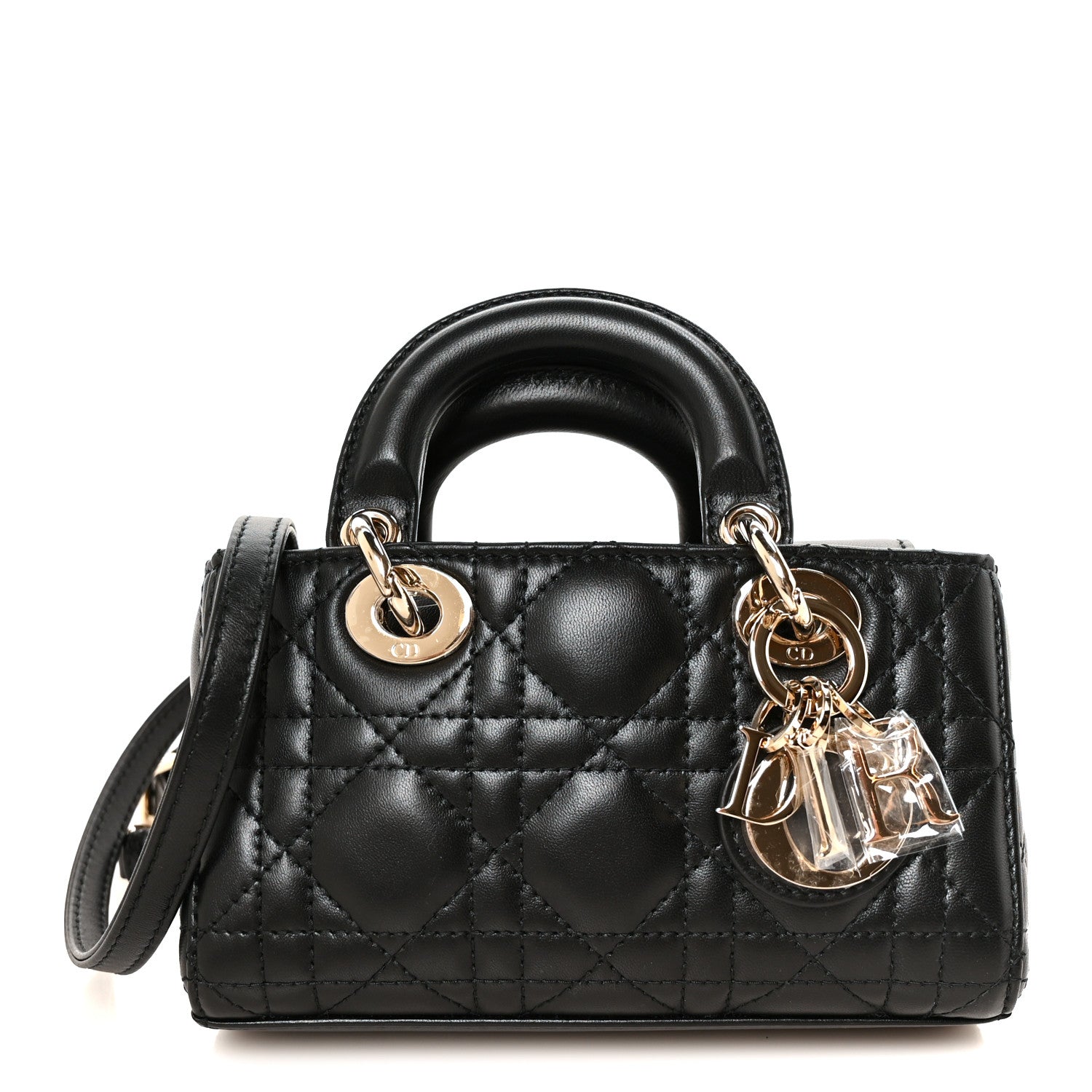 Patent Lambskin Cannage Micro Lady D-Joy Black
