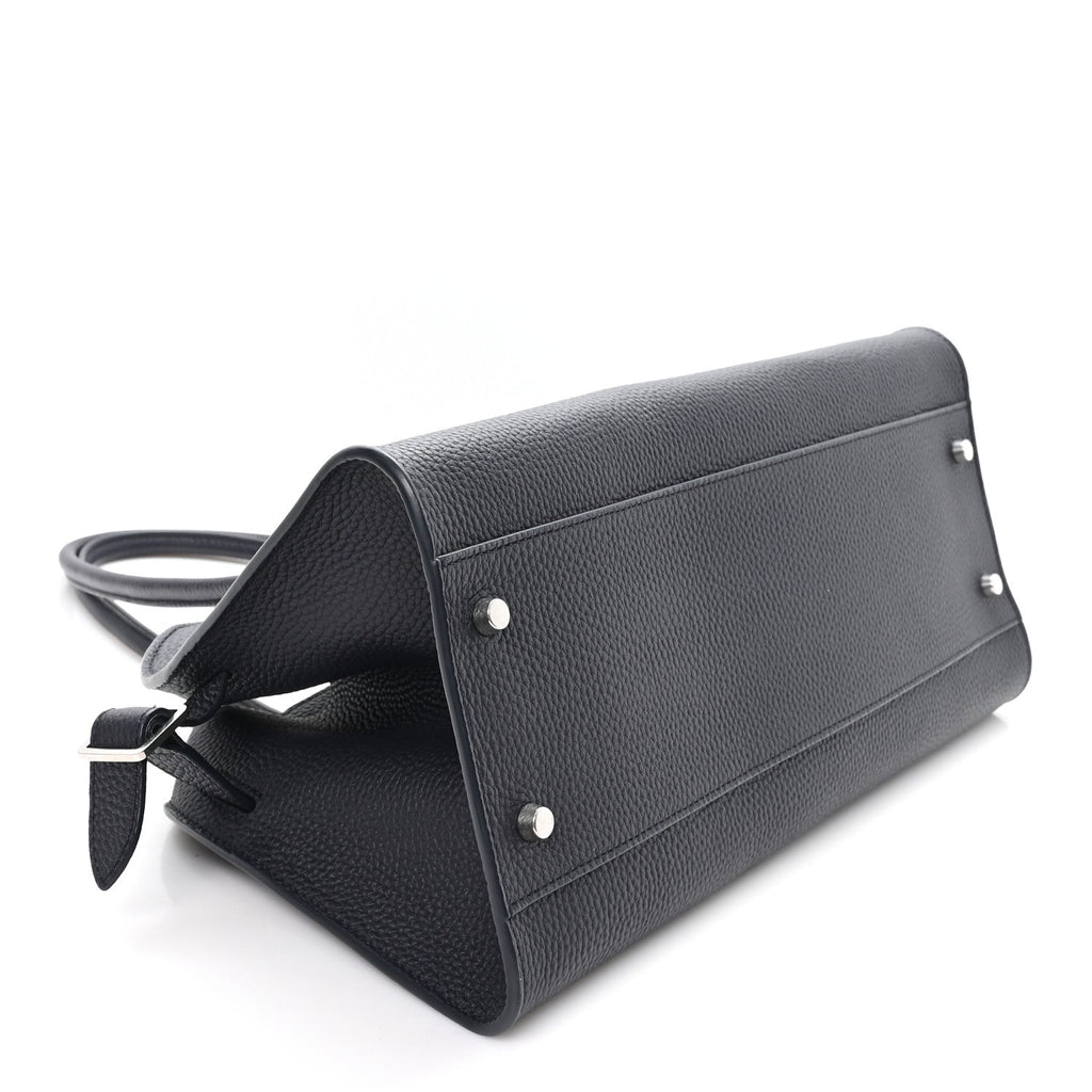 Matte Grained Calfskin Margaux Shoulder 12 Marine