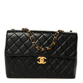 Lambskin Quilted Jumbo Single Flap Black