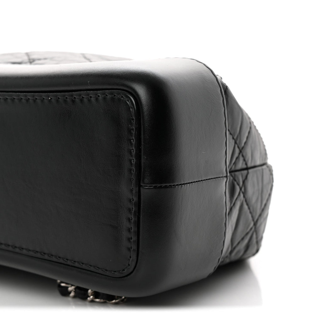 Aged Calfskin Quilted Small Gabrielle Backpack Black