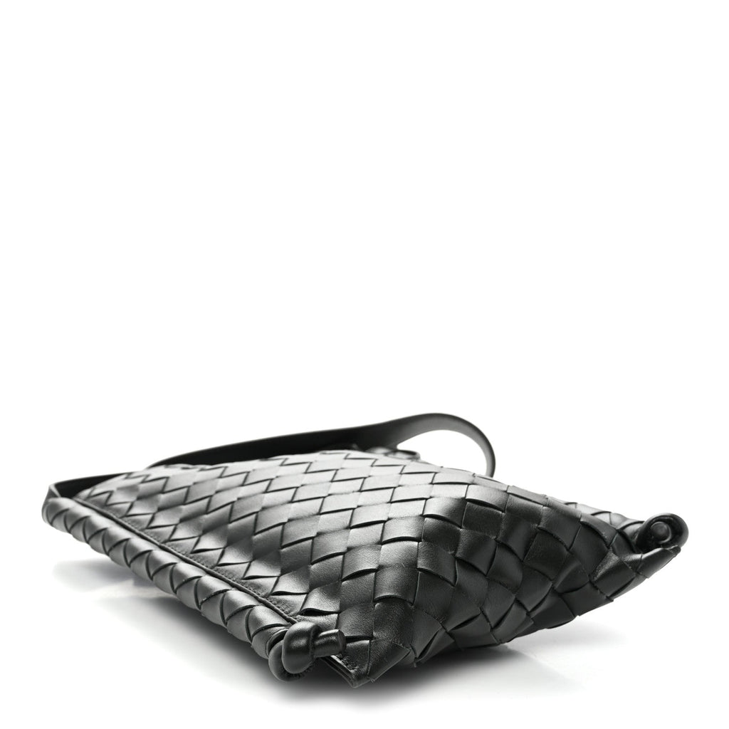 Nappa Intrecciato Small Flat Loop Messenger Black