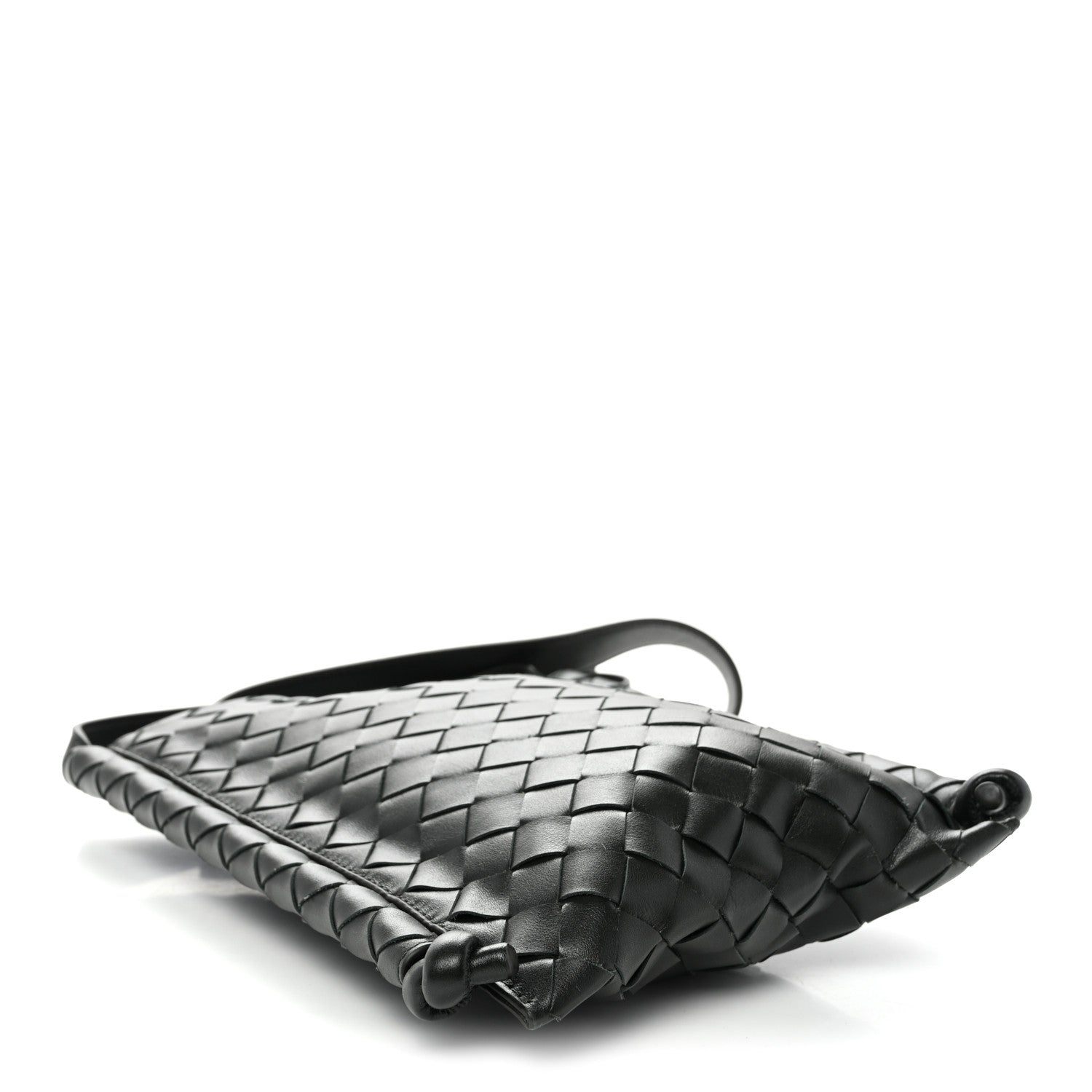 Nappa Intrecciato Small Flat Loop Messenger Black