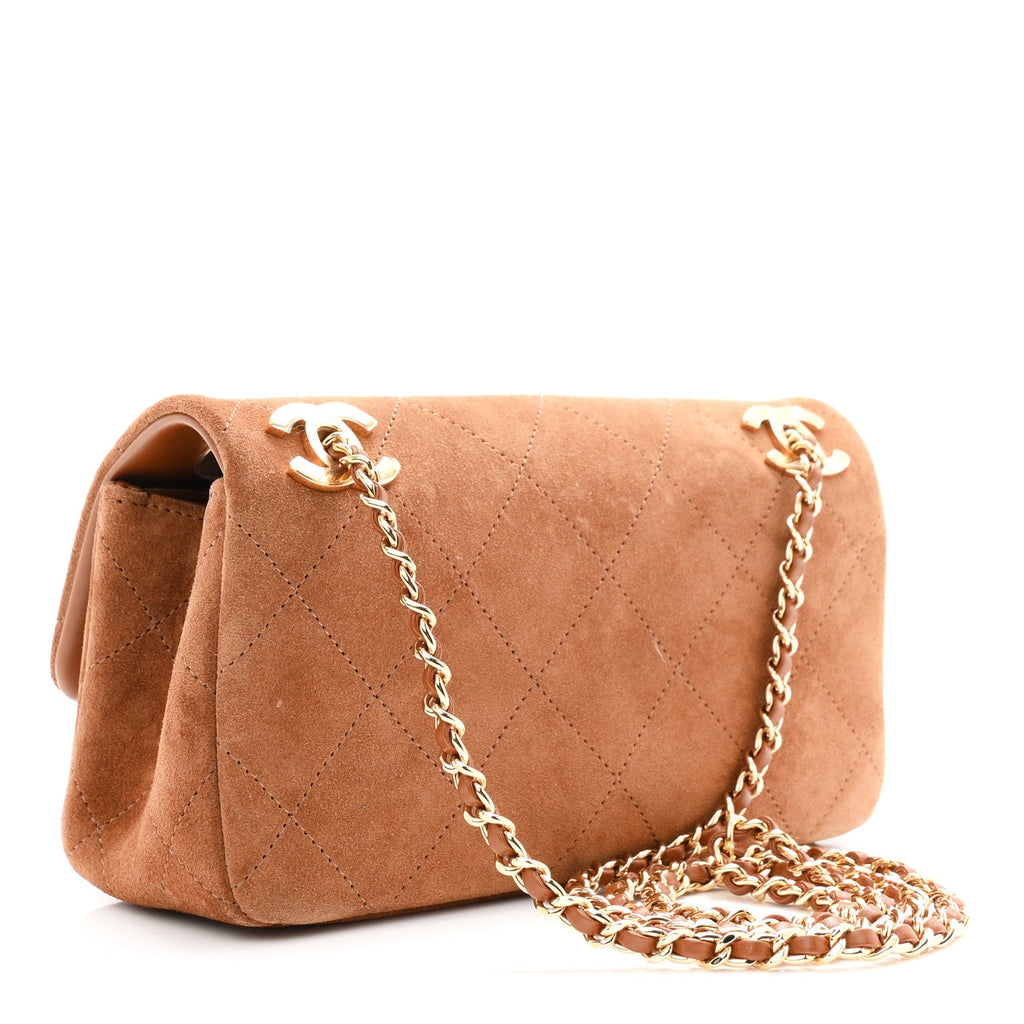 Suede Calfskin Small Eyes On You Flap Camel